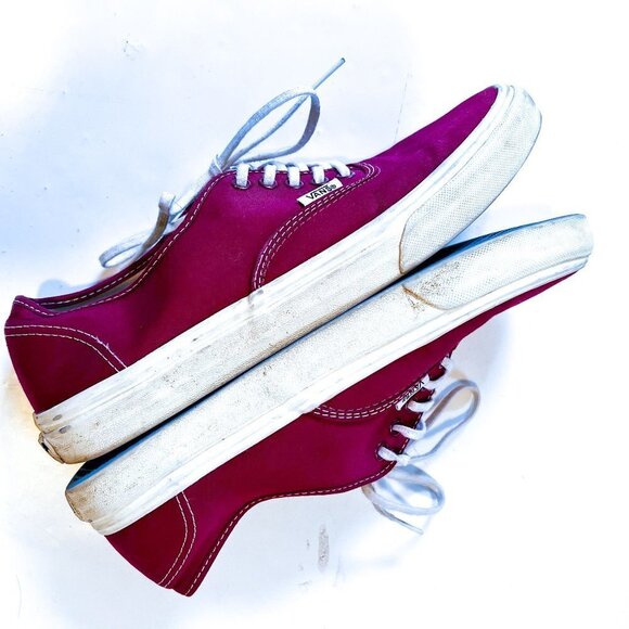 Authentic Vans Burgundy & White Lace-Up Shoes Men's 8.5 Women's 10 - Picture 10 of 12